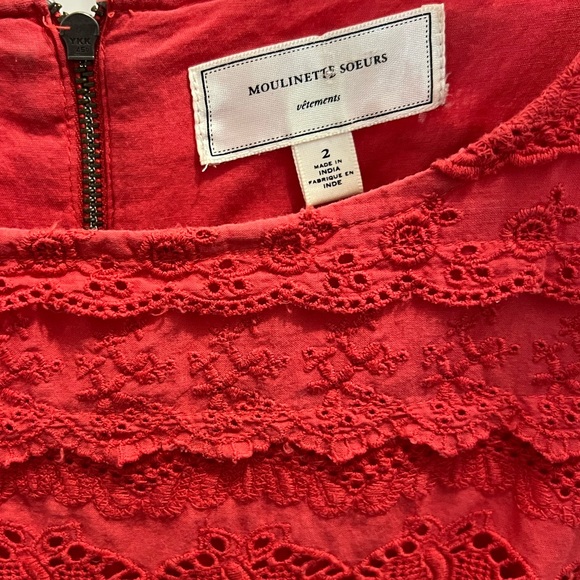 Anthropologie: Moulinette Soeurs Dazzling Lights Red Eyelet Dress - Picture 5 of 6